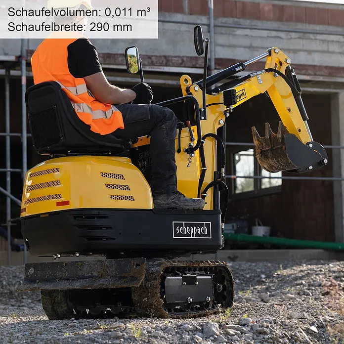 Scheppach Minibagger SY-MB815 - 6,3 kW, Benzin, Gelb - Informationsansicht