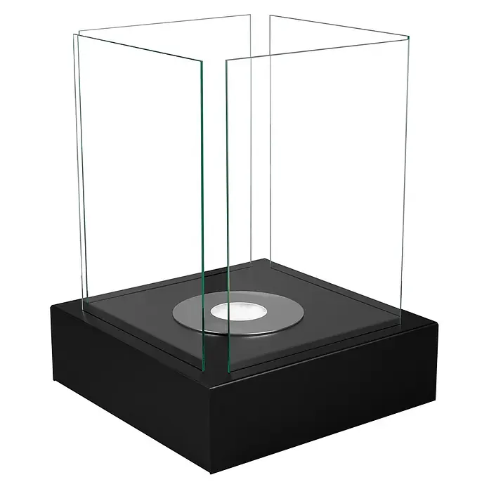 Bysil Kaminofen Bioethanol Standkamin Sunset Garden 1 l, Schwarz matt mit Glas - Material Verkleidung: Stahl
