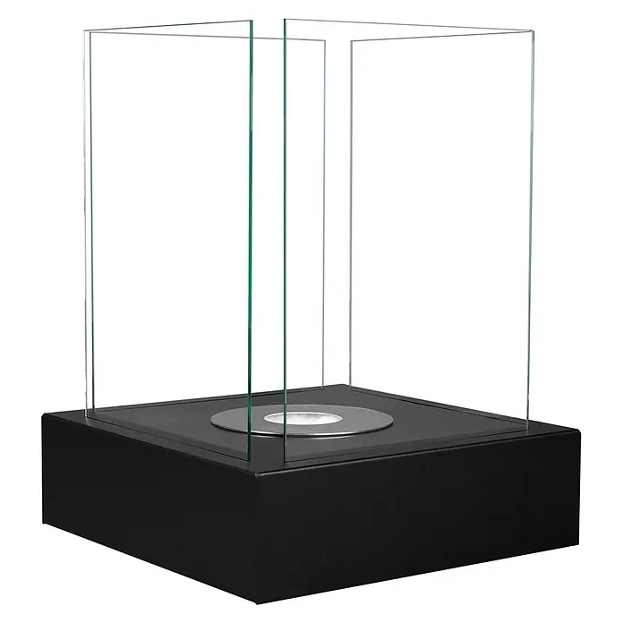 Bysil Kaminofen Bioethanol Standkamin Sunset Garden 1 l, Schwarz matt mit Glas - Material Verkleidung: Stahl