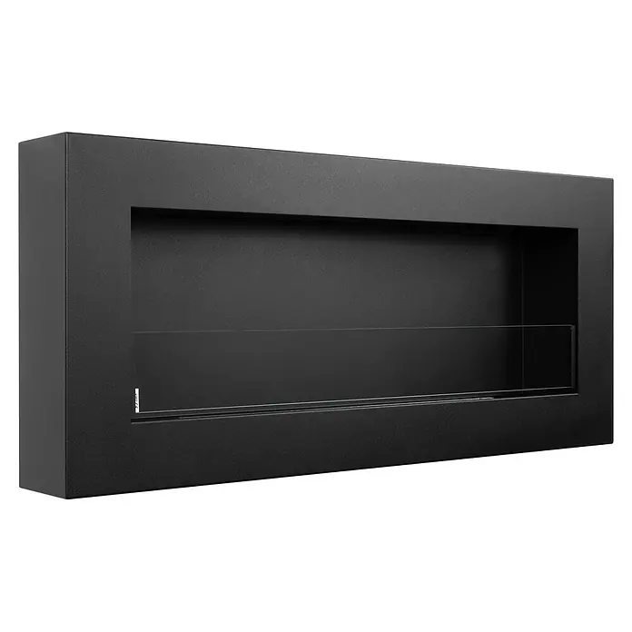 Bysil Kaminofen - Material Verkleidung: Stahl - Schwarzer Wand-Bioethanol-Kamin mit Glasschutzscheibe.