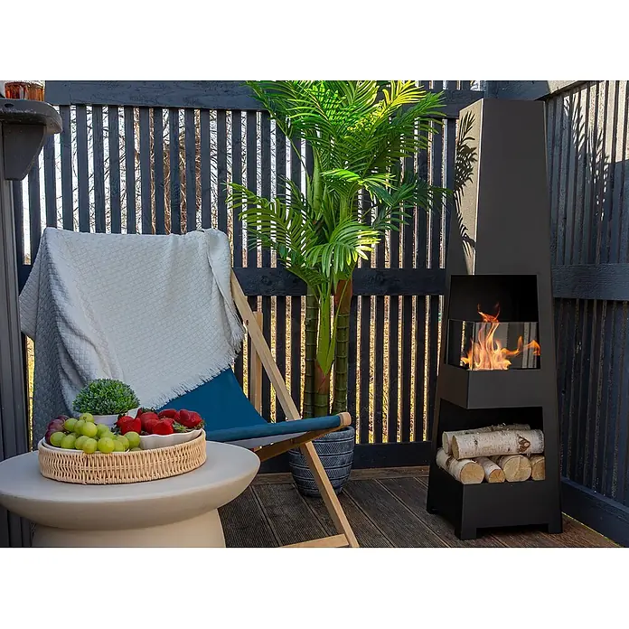 Bysil Kaminofen Bioethanol Standkamin Pyramid Garden, 0,7 l Brenner, Schwarz matt - Material Verkleidung: Stahl, Schwarz