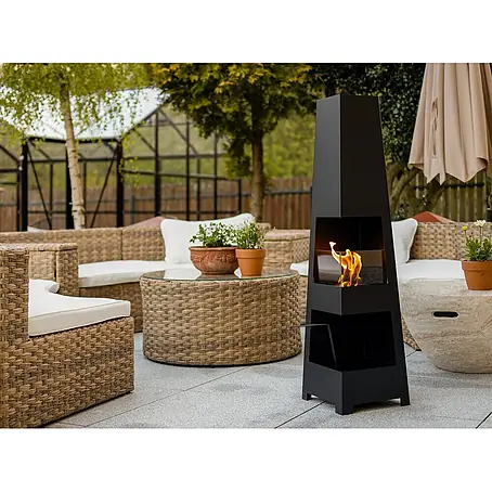 Bysil  Kaminofen Bioethanol Standkamin Pyramid Garden, 0,7 l Brenner, Schwarz matt