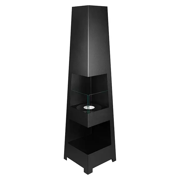 Bysil Kaminofen Bioethanol Standkamin Pyramid Garden, 0,7 l Brenner, Schwarz matt - Material Verkleidung: Stahl, Schwarz
