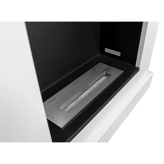 Bysil Kaminofen Bioethanol Standkamin Pula Mini, TÜV-Brenner 0,9 l, Weiß - Material Verkleidung: Stahl, Schwarz