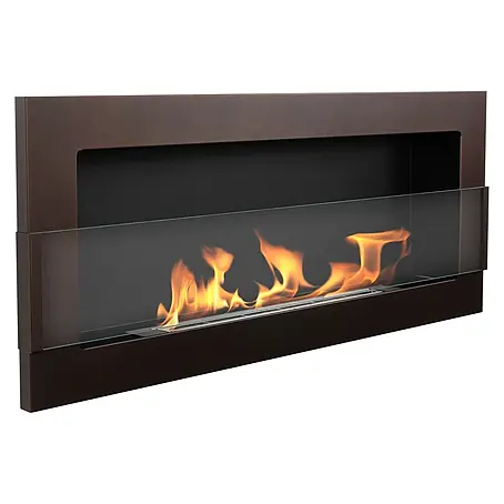 Bysil  Kaminofen Bioethanol Wandkamin 90×40 cm, TÜV-Brenner 0,75 l, Braun