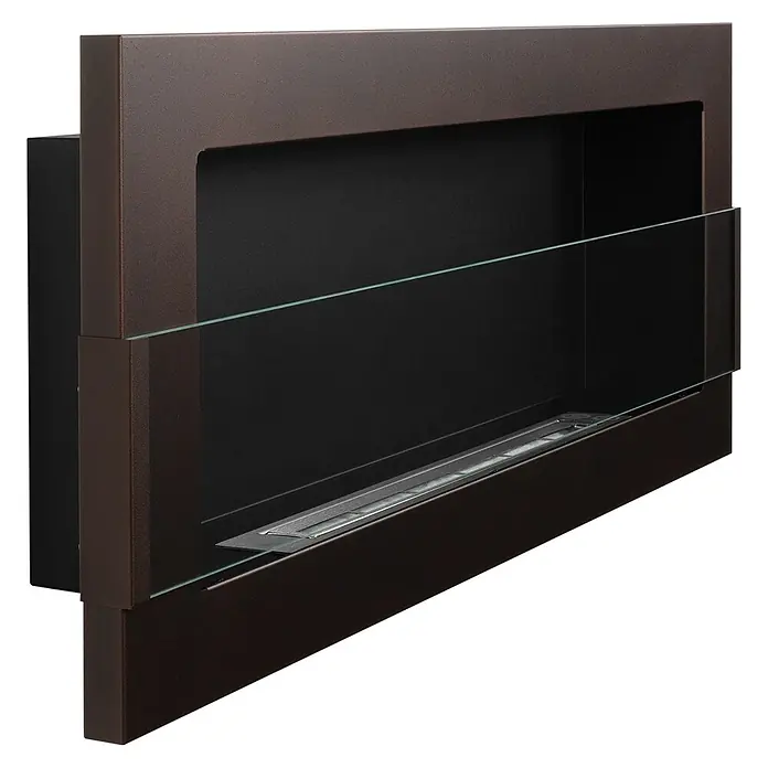 Bysil Kaminofen Bioethanol Wandkamin 90×40 cm, TÜV-Brenner 0,75 l, Braun - Material Verkleidung: Stahl, Braun