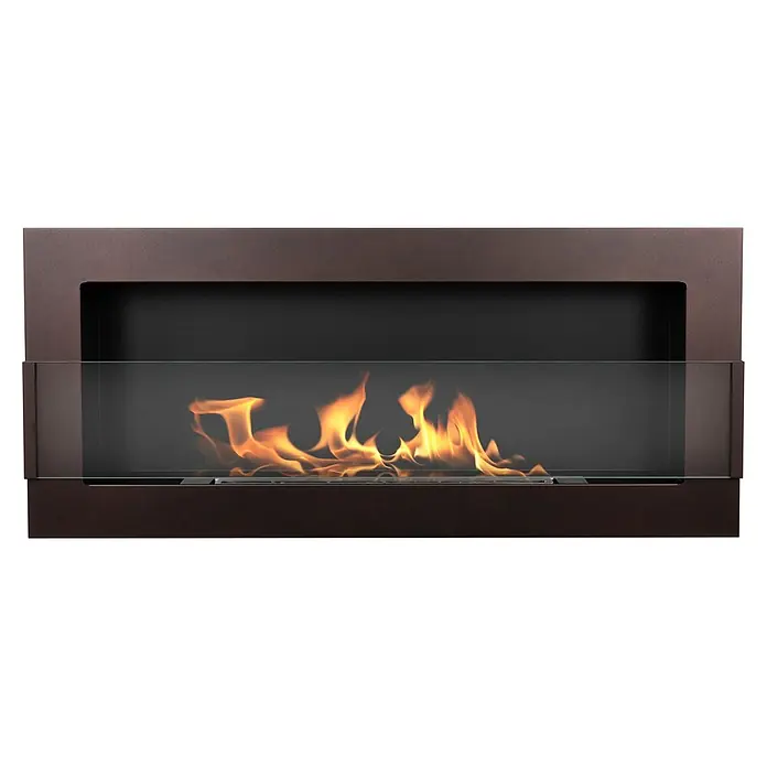 Bysil Kaminofen Bioethanol Wandkamin 90×40 cm, TÜV-Brenner 0,75 l, Braun - Material Verkleidung: Stahl, Braun