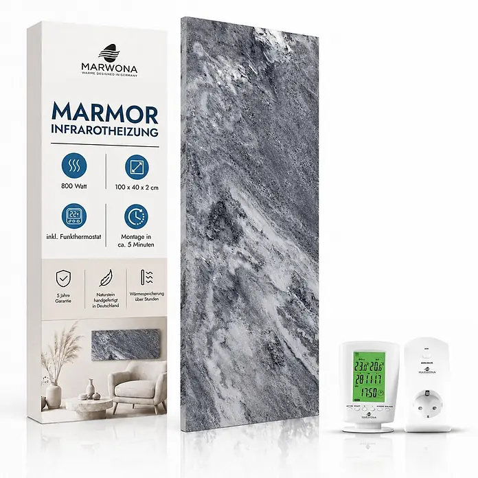 Marwona Infrarotheizkörper Infrarotheizung - 800 W, Shadow Grey 800 Watt