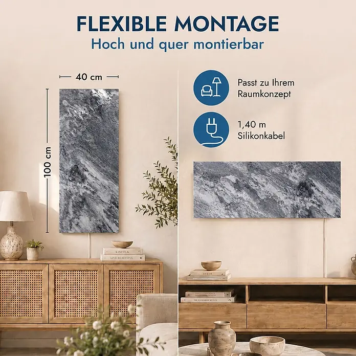 Marwona Infrarotheizkörper Infrarotheizung - 800 W, Shadow Grey 800 Watt