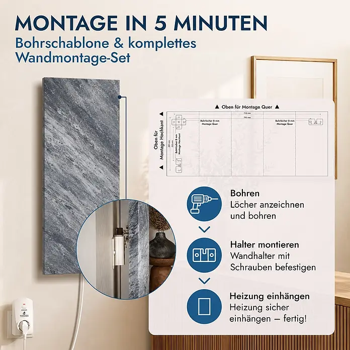 Marwona Infrarotheizkörper Infrarotheizung - 800 W, Shadow Grey 800 Watt