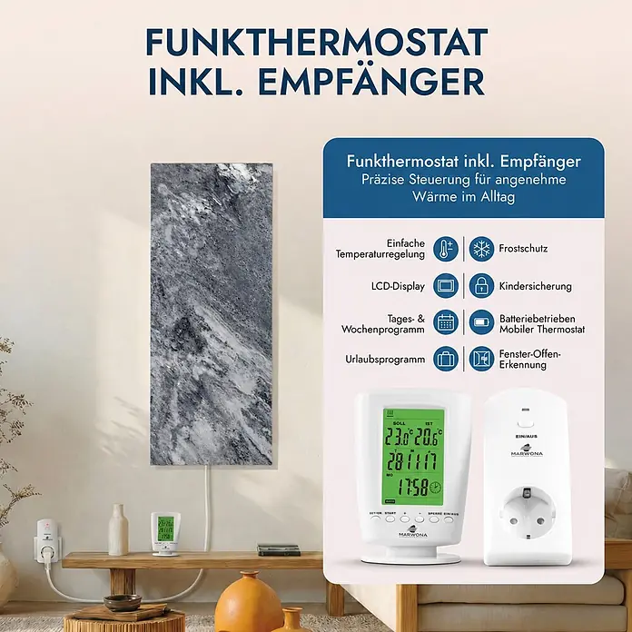 Marwona Infrarotheizkörper Infrarotheizung - 800 W, Shadow Grey 800 Watt