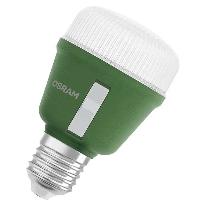 Ledvance Bombillas LED Star Grow - E27, No regulable, Multicolor, 330 lm, 10 W - Bombilla LED OSRAM verde con difusor transparente acanalado y base de rosca plateada.