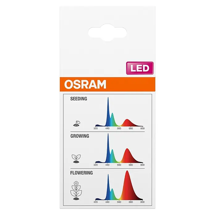 Ledvance Bombillas LED Star Grow - E27, No regulable, Multicolor, 650 lm, 20 W - Embalaje de luz LED OSRAM para plantas con gráficos de espectro de luz para fases de siembra, crecimiento y floración.