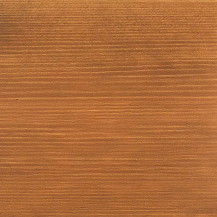 Osmo Holzlasur HSPlus 9262 - Teak, 750 ml, Seidenmatt - Nahaufnahme eines Stücks Holz mit feiner Maserung in warmen Brauntönen. Ideal für Hintergründe, Texturen und natürliche Designs.