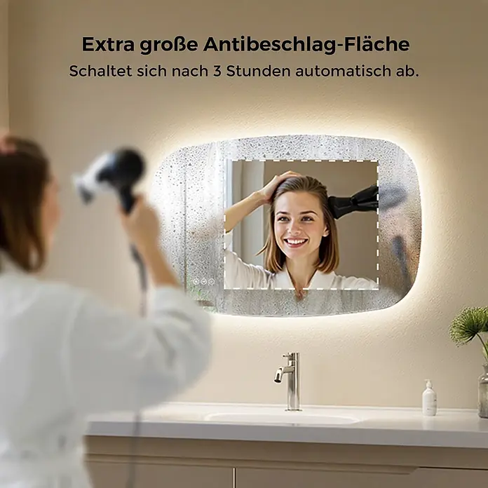 S'AFIELINA Lichtspiegel Pebble - 70 x 45 cm, Leuchtmittel