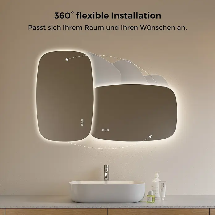 S'AFIELINA Lichtspiegel Pebble - 70 x 45 cm, Leuchtmittel