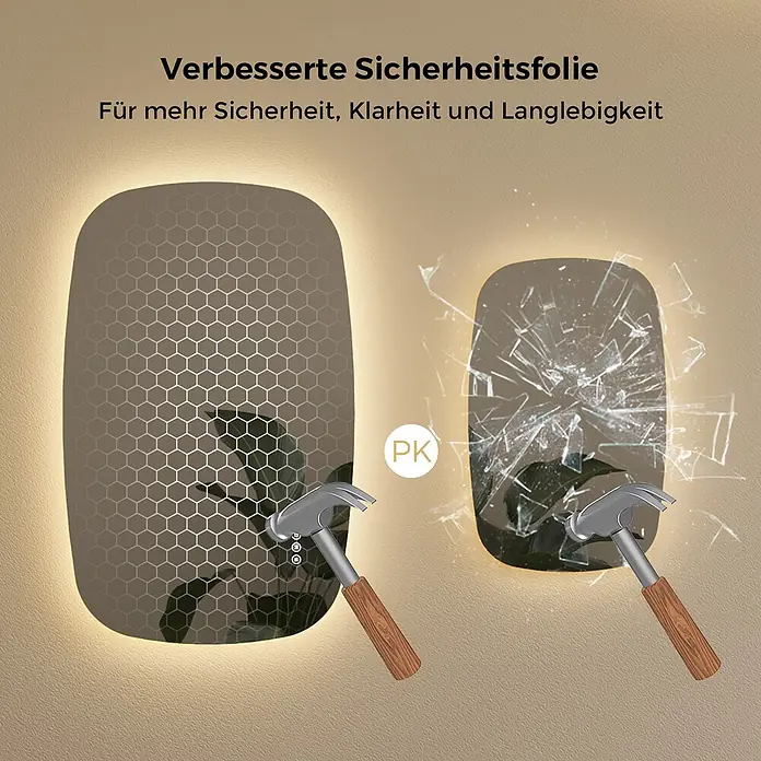 S'AFIELINA Lichtspiegel Pebble - 70 x 45 cm, Leuchtmittel