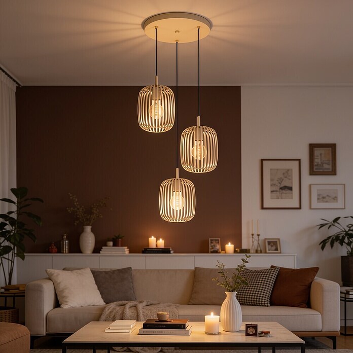 Eglo Romazzina Pendelleuchte (120 W, Ø x H: 46 x 110 cm, Sandfarben, E27) | BAUHAUS