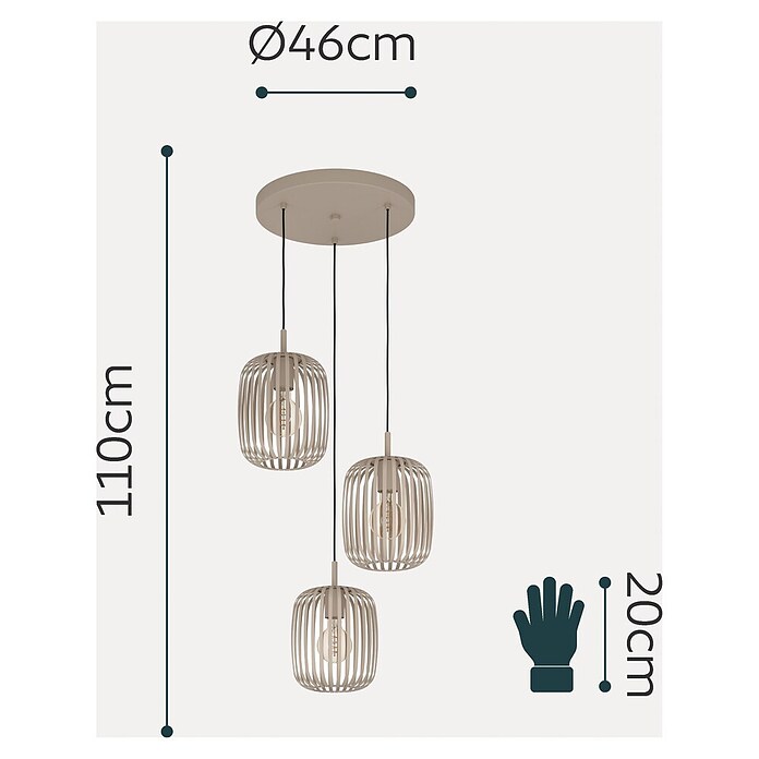 Eglo Romazzina Pendelleuchte (120 W, Ø x H: 46 x 110 cm, Sandfarben, E27) | BAUHAUS