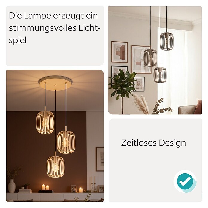 Eglo Romazzina Pendelleuchte (120 W, Ø x H: 46 x 110 cm, Sandfarben, E27) | BAUHAUS
