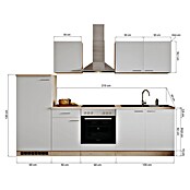 Respekta Küchenzeile KB270ENWPC (Breite: 270 cm, Mit Elektrogeräten, Weiß)