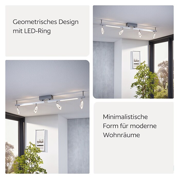 Eglo LED-Deckenstrahler Cardillio 1 (4 x 3,2 W, Chrom, L x B: 98,5 x 8,5 cm)