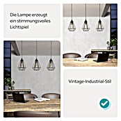 Eglo Tarbes Pendelleuchte (3 x 60 W, Schwarz, L x B x H: 79 x 17,5 x 110 cm)