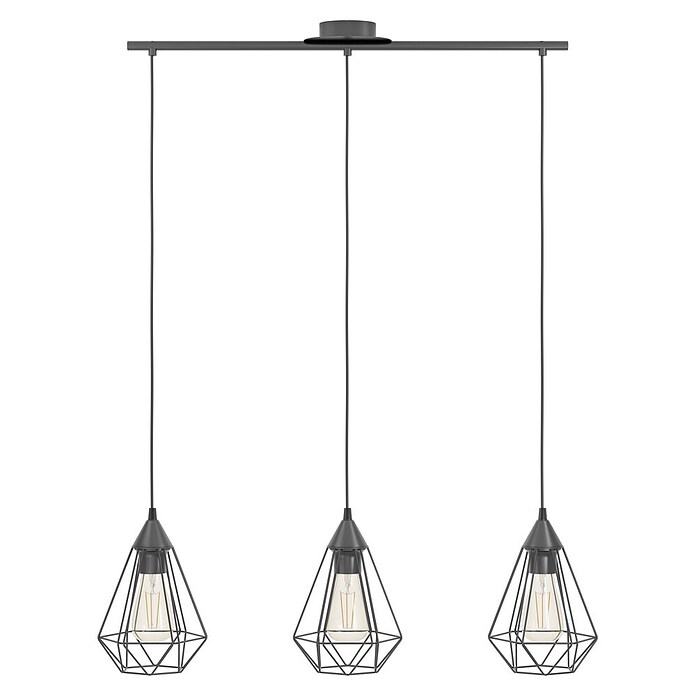 Eglo Tarbes Pendelleuchte (3 x 60 W, Schwarz, L x B x H: 79 x 17,5 x 110 cm)