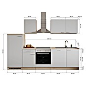 Respekta Küchenzeile KB280ENWPC (Breite: 280 cm, Mit Elektrogeräten, Weiß)