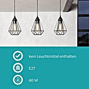 Eglo Tarbes Pendelleuchte (3 x 60 W, Schwarz, L x B x H: 79 x 17,5 x 110 cm)
