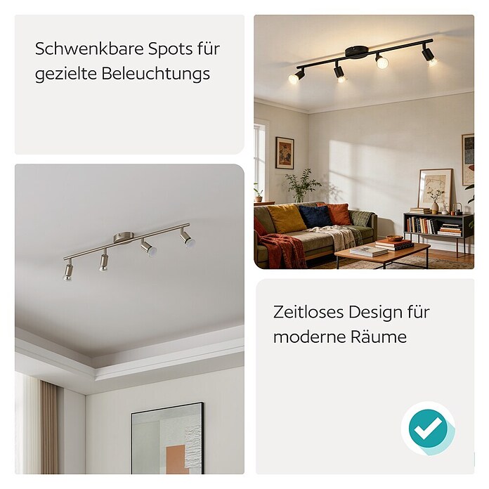 Eglo LED-Deckenstrahler BUZZ-LED (12 W, Schwarz, 4 Stk.) | BAUHAUS