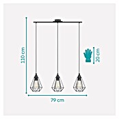 Eglo Tarbes Pendelleuchte (3 x 60 W, Schwarz, L x B x H: 79 x 17,5 x 110 cm)