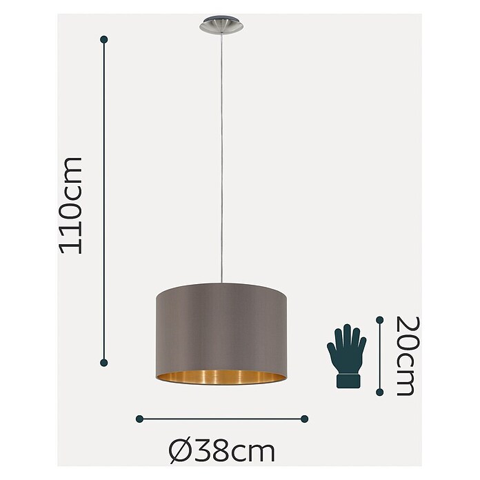 Eglo Maserlo Pendelleuchte rund (Cappuccino, Höhe: 110 cm, Max. Leistung: 60 W, E27, 1-flammig)