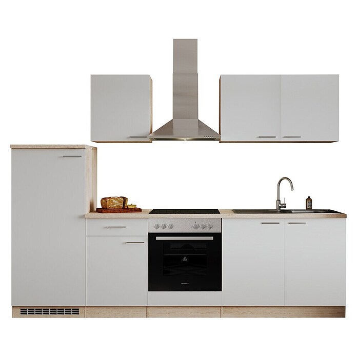 Respekta Küchenzeile KB270ENWPC (Breite: 270 cm, Mit Elektrogeräten, Weiß)