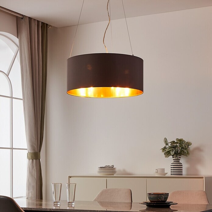 Eglo Maserlo Pendelleuchte rund (Cappuccino, Höhe: 110 cm, Max. Leistung: 180 W, E27, 3-flammig)