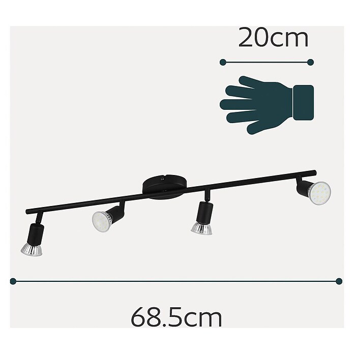Eglo LED-Deckenstrahler BUZZ-LED (12 W, Schwarz, 4 Stk.) | BAUHAUS