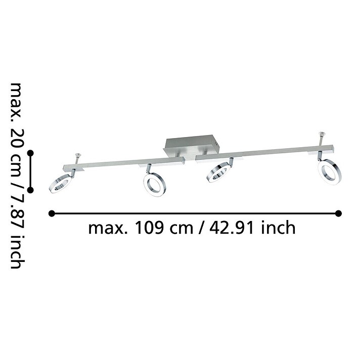 Eglo LED-Deckenstrahler Cardillio 1 (4 x 3,2 W, Chrom, L x B: 98,5 x 8,5 cm)