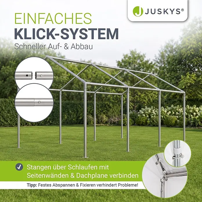 Juskys Partyzelt Gala - B x T: 300 x 600 cm, Farbe Dach: Weiß