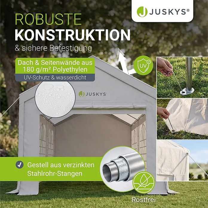 Juskys Partyzelt Gala - B x T: 300 x 600 cm, Farbe Dach: Weiß