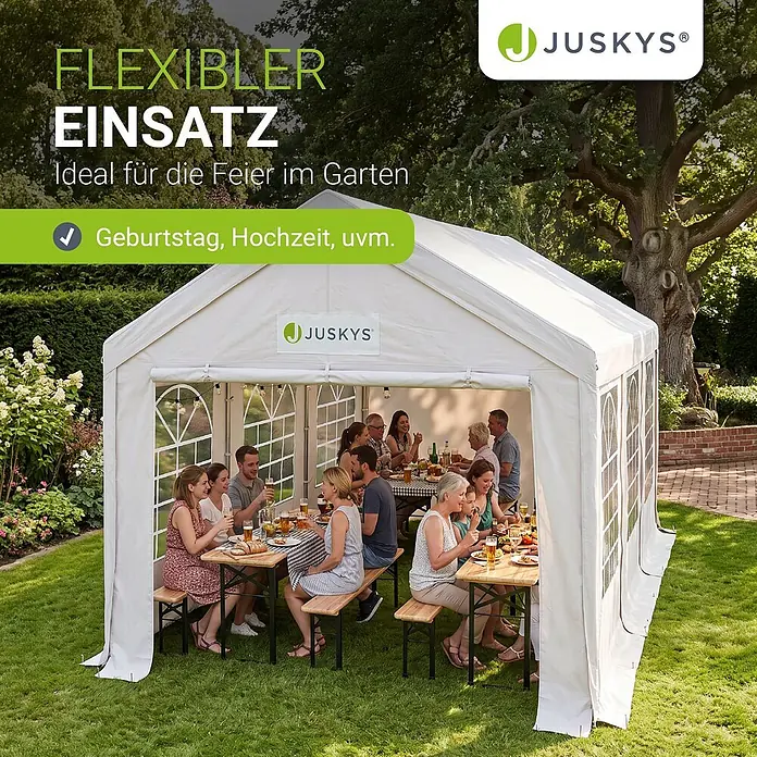 Juskys Partyzelt Gala - B x T: 300 x 600 cm, Farbe Dach: Weiß