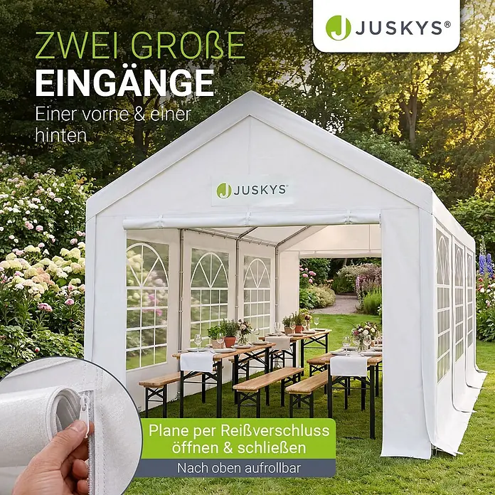 Juskys Partyzelt Gala - B x T: 300 x 600 cm, Farbe Dach: Weiß