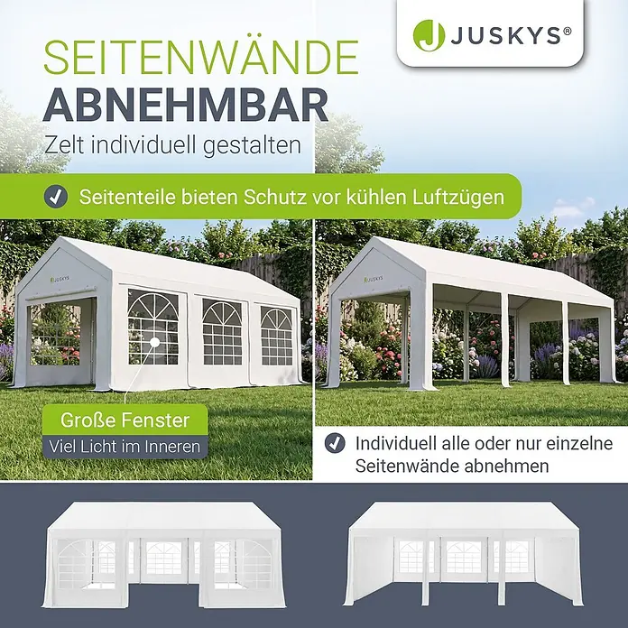 Juskys Partyzelt Gala - B x T: 300 x 600 cm, Farbe Dach: Weiß