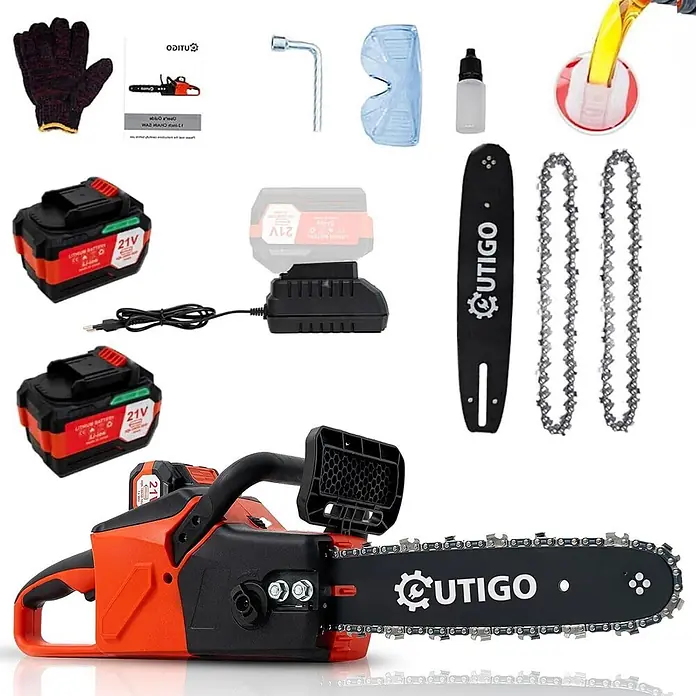OUTIGO Akku-Kettensägen-Set - 21 V, 4,5 Ah, Anzahl Akkus: 2 Akkus, Schwertlänge: 30 cm