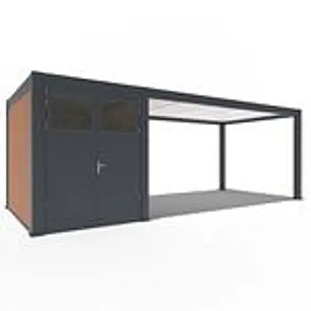 Weide  Carport Autoüberdachung Aluminium mit Schuppen 3 x 7,2 M Anthrazit