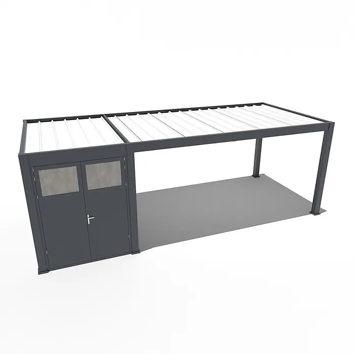 Weide Carport Autoüberdachung Aluminium mit Schuppen 3 x 7,2 M Anthrazit - Außenmaß inkl. Dachüberstand (B x T): 720 x 300 m, Einzelcarport, Anthrazit