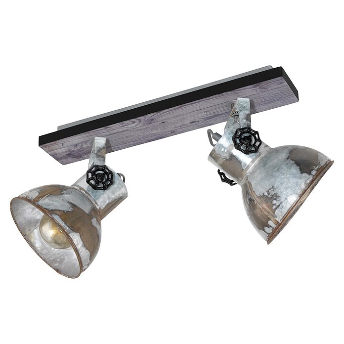 Eglo Barnstaple Deckenstrahler (2 x 40 W, Farbe: Braun-Patina, L x B: 47,5 x 9 cm)