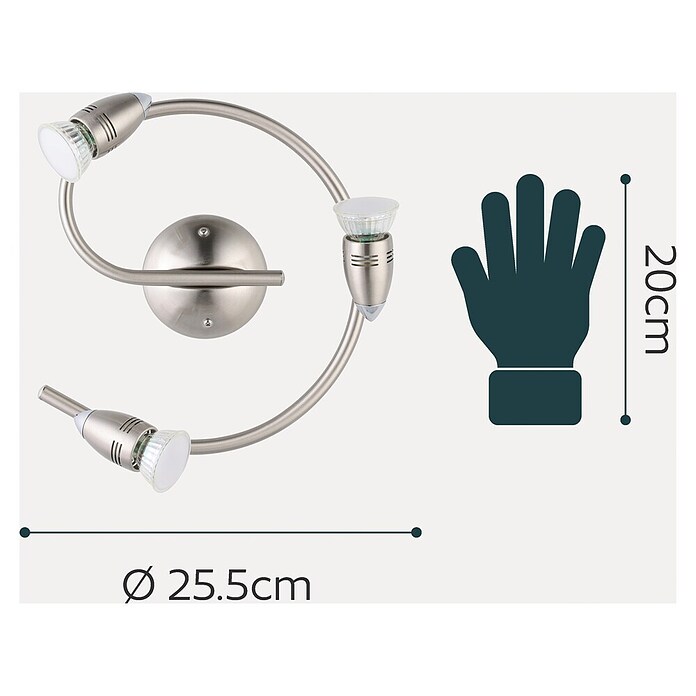 Eglo LED-Deckenstrahler MAGNUM-LED (9 W, L x B x H: 25,5 x 0 x 295 cm, Nickel-matt/Chrom, 3 Stk.) | BAUHAUS