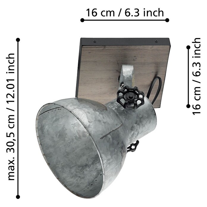 Eglo Barnstaple Wandstrahler (40 W, Farbe: Braun-Patina, L x B: 16 x 16 cm)