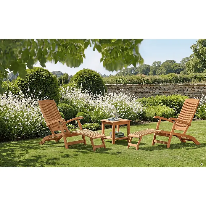 Kai Wiechmann Garten-Liegestuhl Teak Deckchair Brighton - Teakholz, Klappbar, Naturbelassen, B x T x H: 60 x 160 x 100 cm