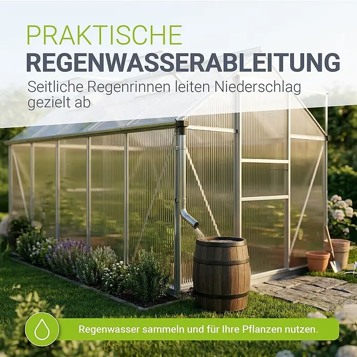 Juskys Gewächshaus Gewächshaus - 190 x 372 cm, Material Seitenwand: Kunststoff, 4 mm, Silber